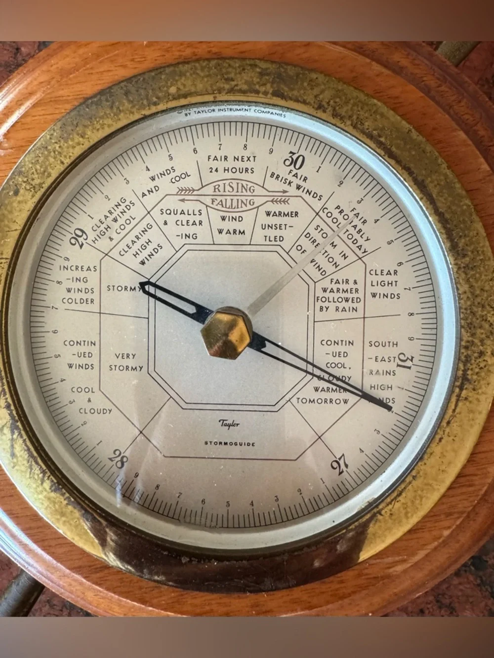 Vintage Wooden Ship Wheel Barometer